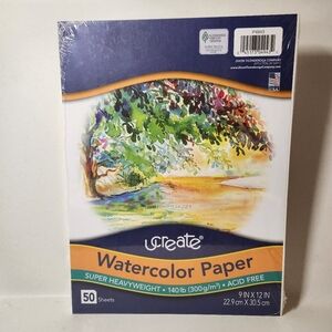 New UCreate Watercolor Paper White,  140 lb. 9" x 12" 50 Sheets art supplies